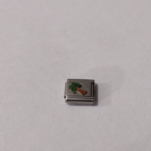 Palm Tree 🌴 Italian Link Stainless Steel Nomination‎ Style Charm - Picture 1 of 1